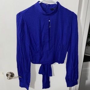 Forever 21 Blue Long Sleeve Crop Top